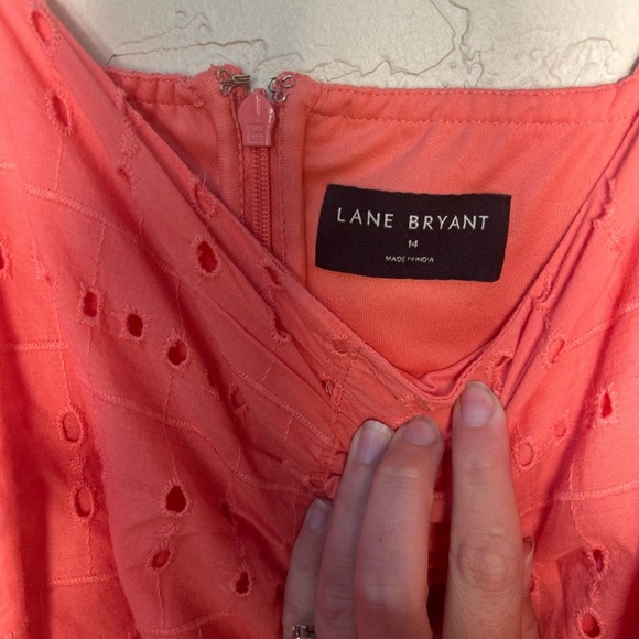 Lane Bryant pink eyelet sweetheart midi dress size 14 feminine coquette colorful - Picture 7 of 11